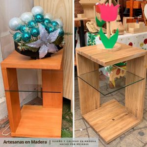 Esquinero Con Repisa de Cristal Artesanas en Madera